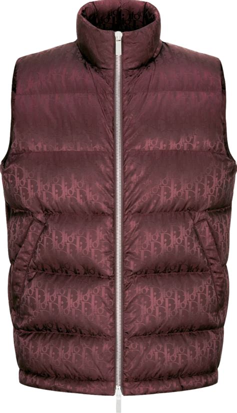 Dior Burgundy Oblique Puffer Vest .